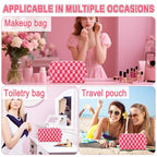 ZLFSRQ 6Pcs Checkered Pencil Case Cute Pencil Pouch for Teens Checkered Makeup Bag Pink Medium Travel Cosmetic Bag Makeup Pouch for Purse Aesthetic Trendy Zipper Toiletry Bags Organizer