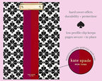 Kate Spade New York A4 Clipboard Folio with Low Profile Clip, Professional Padfolio Includes Lined Notepad, Pen Loop, and Pocket, Black Spade Flower