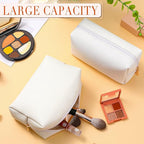 Sanwuta 9 Pcs Makeup Bags Bulk PU Double Zippers Cosmetic Bag Makeup Toiletry Christmas Small Pouch Portable Travel Organizers Case for Women Bridesmaid Party End of The Year(White)