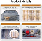BOYATU Travel Makeup Bag for Women: Large Capacity Open Flat Make up Bag Set of 3 - Vegan Leather Cosmetic Bag with Compartments - Waterproof Toiletry Bag with Handle & Divider(I-4-Gold)