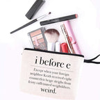 Teacher Makeup Bag Teacher Gifts for Women Weird Funny Grammar English Teachers School Motivation Encourage Cosmetic Bag for Appreciation Gifts Travel Toiletry Bag for Birthday Christmas I Before E