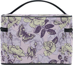 Makeup Bag, Vintage Butterfly And Flowers Travel Makeup Organizer Bag Cosmetic Cases Toiletry Bags for Girl Women Ladies