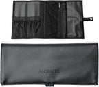 Travel-Ready Makeup Brush Organizer Bag Black - Multi - Zone 9.25 in × 16.2 in PU Leather Cosmetic Case, Makeup Brush Holder, Makeup Brush Case