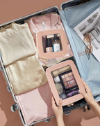 KOTORA Small Makeup Bag for Purse Cute Travel Makeup Bag Clear Cosmetic Bag with Zipper, Car Make Up Bag Organizer Storage Traveling Car Accessories Travel Essentials for Women (Nude Pink)