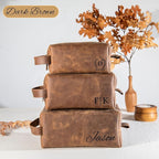 Personalized Hand Crafted Leather Toiletry Bag for Men, Shaving Bags, Travel Pouch, Engraved Monogrammed Leather Dopp Kit, Toiletries, Grandpa, Boyfriend, Groomsmen, Birthday, for Men