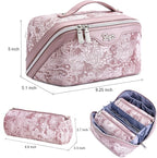 BOYATU Travel Makeup Bag for Women: Large Capacity Make up Bag with Compartments - Vegan Leather Cosmetic Bag set of 3 - Waterproof Toiletry Bag with Handle & Divider(E-1-Purple)