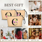 Birthday Thank You Appreciation Monogrammed Gifts for Mom Aunt Teacher Sister Friend Coworkers Bride Bridesmaid Makeup Cosmetic Bag with Mirror Mothers Day Christmas Graduation C