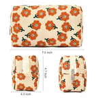 SOIDRAM 2 Pieces Makeup Bag Floral Cosmetic Bag Purple Blue Makeup Pouch Travel Toiletry Bag Organizer Cute Makeup Brushes Storage Bag for Women