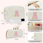 for Christmas Day Gifts, Travel Makeup Bag for Women, Initial Make Up Bag Set for 6 7 8 9 10 11 12 13 Years Old Kids Tween Girls, Large Cosmetic Skincare Bags for Birthday Gifts, White R