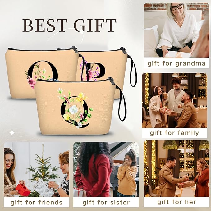 Birthday Thank You Appreciation Monogrammed Gifts for Mom Aunt Teacher Sister Friend Coworkers Bride Bridesmaid Makeup Cosmetic Bag with Mirror Mothers Day Christmas Graduation Q