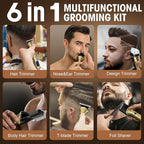 Beard Trimmer Kit for Men - Professional 6 in 1 Hair Clipper Trimmer, Cordless Multi Groomer, Mens Grooming Kit for Beard, Face, Body Nose Hair Facial, Electric Razor as Gifts for Him