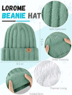 Winter Beanie Hat Scarf Gloves, Warm Fleece Knit Hat Long Scarf Neck Warmer Touch Screen Winter Gloves Set Gifts for Women