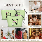 Appreciation Initial Monogram Gifts for Sisters from Sister Employees Team Bride Womens Unique Mom Personalized Makeup Cosmetic Bag with Mirror Mothers Day Christmas Graduation N