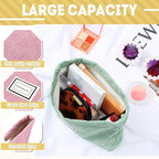 Sanwuta 4 Pack Velvet Makeup Bag Cosmetic Bag for Women Large Capacity Corduroy Pouch Zipper Canvas Travel Toiletry Purse Make up Organizer Case Accessories(Macaron Series,Plaid)