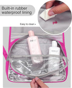 Relavel HangingTravel Toiletry Bag for Women, Large Capacity Toiletries Bag, Travel Essentials Organizer, Hanging Makeup Case for Accessories, Waterproof Bathroom Shower Bag (hot pink)