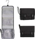 Small Hanging Toiletry Bag for Men and Women, Portable Hanging Organizer for Travel-Sized Shower Dopp Kit, Makeup Accessories, Waterproof Toiletries Organizer with 3 Compartments for Outdoor - Black