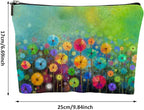 Floral Watercolor Painting Cosmetic Bag Mini Portable Travel Toiletry Bag Organizer Makeup Brushes Aesthetic Accessories Waterproof Storage Bag for Women