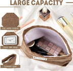 Sanwuta 4 Pack Velvet Makeup Bag Cosmetic Bag for Women Large Capacity Corduroy Pouch Zipper Canvas Travel Toiletry Purse Make up Organizer Case Accessories(Fresh Color,Plaid)