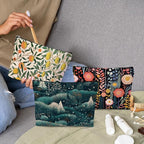 3Pcs Classic Forest Flower Fruit Makeup Bag Cosmetic Bags for Women, Abstract Botanical Travel Toiletry Bag, Thank You Anniversary Birthday Friendship Gifts for Women Girls Mom Friends Teacher