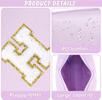 Gifts for Girls Initial Makeup Bag Personalized Cosmetic Bag with Zipper Cute Travel Toiletry Bag Waterproof PU Preppy Makeup Pouch Birthday Gift for Teen Girls Women(Purple H)
