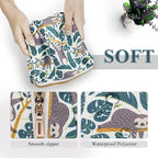 Aosbos Small Travel Makeup Pouch - Cosmetic Bag for Women - Green Leaf
