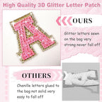 Small Personalized Initial A-Z Patch Makeup Bag,White Cute PU Leather Glitter Letter Cosmetic Bag for Teen Girls,Travel Toiletry Bag with Zipper,Preppy Monogrammed Birthday Gift for Daughter Niece K