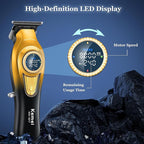 KEMEI 1677 Beard Trimmer for Men, Professional Hair Clippers, Cordless Barber Clipper with LED Display, DLC T-Blade Hair Trimmer, 8000 RPM Turbo Brushless Motor