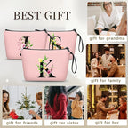 Birthday Thank You Appreciation Monogrammed Gifts for Mom Aunt Teacher Sister Friend Coworkers Bride Bridesmaid Makeup Cosmetic Bag with Mirror Mothers Day Christmas Graduation K