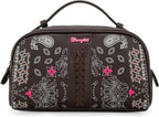 Montana West Wrangler Makeup Bag for Women Small Cosmetic Toiletry Bags Western Paisley Make Up Pouch Durable Cute Travel Purse, Coffee