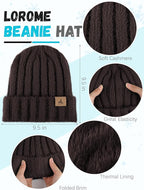 Winter Beanie Hat Scarf Gloves, Warm Fleece Knit Hat Long Scarf Neck Warmer Touch Screen Winter Gloves Set Gifts for Women