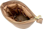 JAZD Convertible Travel Makeup Brush Bag, Stand-Up Brush Holder Pouch For Easy Access, Cosmetic Case Organizer (BEIGE)