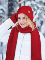Winter Beanie Hat Scarf Gloves, Warm Fleece Knit Hat Long Scarf Neck Warmer Touch Screen Winter Gloves Set Gifts for Women