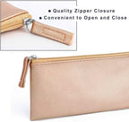 SumDirect PU Leather Cosmetic Pencil Bags - Small Soft Makeup Pouch with Zipper, Pencil Pouch Case Simple Comestic Organizer