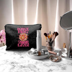 Nogrit Dancer Makeup Bag,Dance First Think Later Trendy Hot Pink Disco Ball Inspirational Makeup Travel Toiletry Bag,Dancing Gifts for Women,Gifts for Dance Lovers