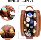 Travel Toiletry Bag for Men, Large Hanging Toiletries Organizer Bags, Cruise Ship Essentials, Water-resistant Shaving Case, PU Leather Makeup Accessories, Cosmetic Dopp Kit, Brown