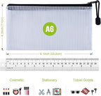 12 Pcs Plastic Mesh Pencil Pouch, Waterproof Tear-Resistant Document File Folders, Zipper Documents Pouch Document Organizer Bags for School Office Business Home Travel Storage(9.25×4.25Inch)
