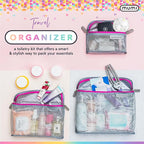 MUMI Travel Toiletry Bag Set of 3 – Clear TSA Approved Toiletry Bags for Women – Reusable Water-Resistant Makeup Organizer Pouches for Skincare, Cosmetics, Travel Accessories, Airport Packing - Orange