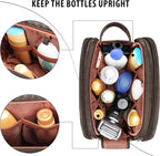 Travel Toiletry Bag for Men, Large Hanging Toiletries Organizer Bags for Women, Cruise Ship Essentials, Water-resistant Shaving Case, PU Leather Makeup Accessories Cosmetic Dopp Kit, Dark Brown