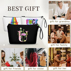 SEAMOON Birthday Bridal Shower Unique Initial Gifts for Women Mom Sister Daughter Friend Bff Personalized Travel Makeup Cosmetic Bag with Mirror Valentines Mothers Day Christmas Graduation U