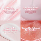 TONYMOLY Wonder Ceramide Mochi Essentials 4-Piece Skincare Set – Travel Toner, Cleanser, Cream & Eye Patches, Hydrating Korean Skincare Kit
