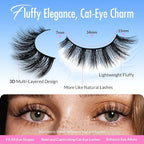 Bepholan False Eyelashes Natural Look Wispy 3D Super Fluffy False Lashes Volume Cat Eye Lashes 5 Pairs Faux Mink Lashes (DV05)