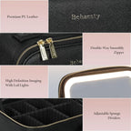 Travel Makeup Bag with LED Lighted Mirror, Cosmetic Makeup Organizer Bag with 3 Color Setting, Makeup Train Case with Adjustable Dividers for Women Makeup Brushes Jewelry Accessories (Black)