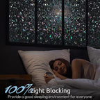 rabbitgoo Window Privacy Film Rainbow Film Decorative Window Sticker, 3D Static Stained Glass Cling Tint for Room Darkening Day Sleep, Black, 29.5 x 118.1 inches