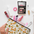 GREOXG Orange Print Makeup Bag, Small Travel Cosmetic Bag with Zipper, Cute Makeup Pouch Gift Ideas for Women Teen Girls Friends Mom Sisters Teacher Birthday Christmas Wedding Graduation-E32