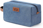 Janhavi Canvas Toiletry Bag for Men Waterproof, Personalized Engraved Initials & Wheat Ear, Toiletry Bag For Shower Caddy, Cruise Ship Essentials, Groomsmen Gifts, Men's Accessories (Blue E)