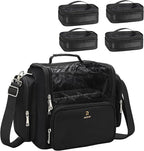 Makeup Brush Bag Extra Large Makeup Brush Case with 4 small bags Professional Makeup Artist Brush Holder Stand Up Organizer for Travel with Adjustable Dividers and Shoulder Strap