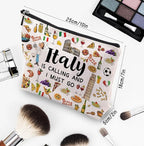 Italy Travel Gift Makeup Bag, Italy Lover Themed Gifts for Traveller Women Friends, Italian Travel Trip Essentials Souvenir, Italian Trip Gifts for Women Party Favors