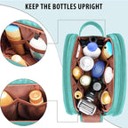 Travel Toiletry Bag for Men, Large Hanging Toiletries Organizer Bags for Women, Cruise Ship Essentials, Water-resistant Shaving Case, PU Leather Makeup Accessories, Cosmetic Dopp Kit, Lake Blue