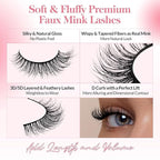 Bepholan False Eyelashes 3D Faux Mink Lashes Natural Look Super Fluffy Eyelashes Volume Strip Eyelashes, Cat Eye Lashes Lightweight Fake Eyelashes Easy to Apply 3 Pairs（M101）