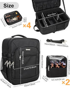 TANTO Makeup Backpack Makeup Artist Bag Professional Extra Large Cosmetic Bags Travel Train Case Storage Organizer Double-Layer Cosmetic Case with 4 Pouch and 2 Brush Bag (Black, Three)